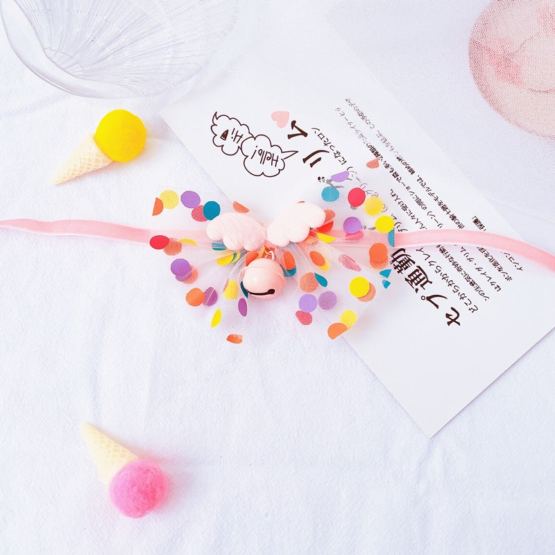 Wholesale Pet Bow Tie Bell Collar Cat Fairy Wings Big Bow Collar Dog Bell Collar Spit Towel