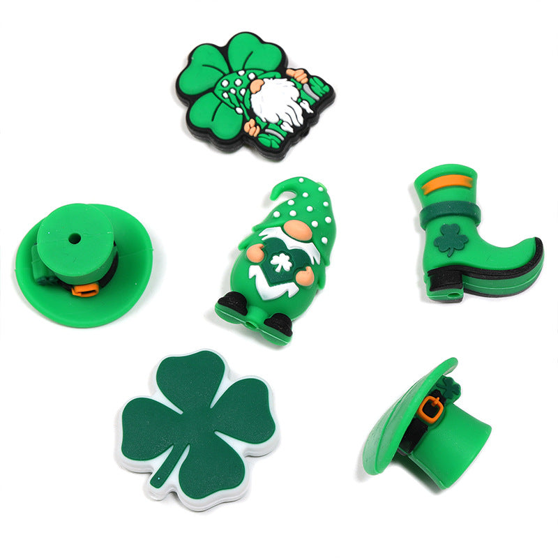 Wholesale 20pcs St.  Patrick' s Day silicone beads DIY Irish festival party beads
