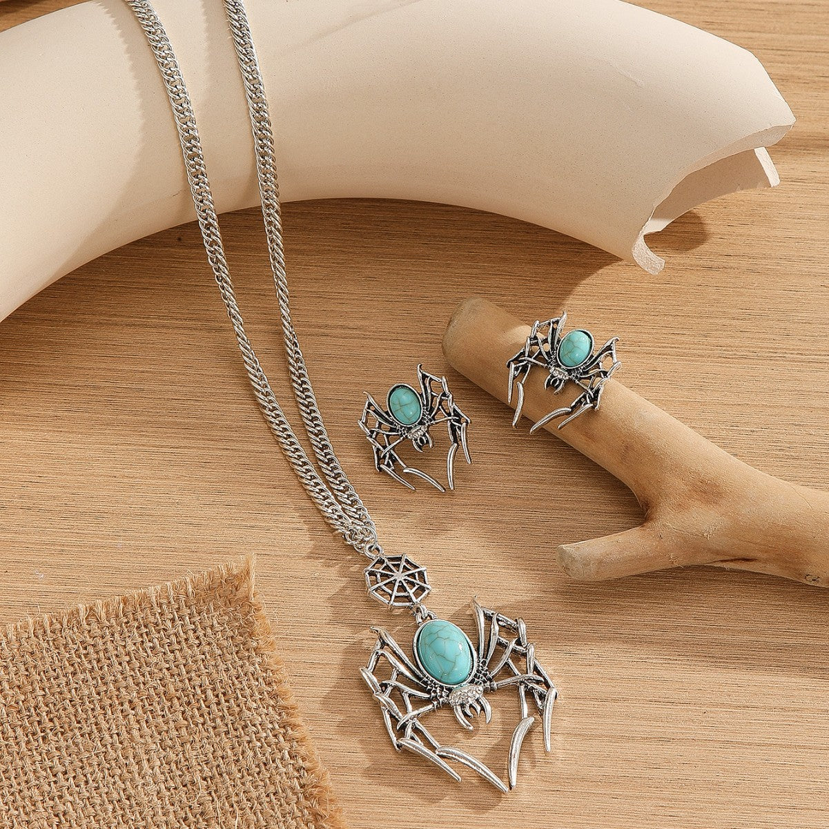 Wholesale Vintage Distressed Zinc Alloy  Pendant Necklace Earring Set Gothic Fashion Jewelry For Men Women
