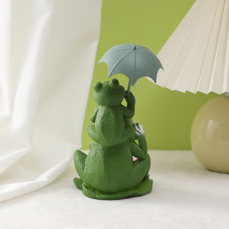 Wholesale of Frog Umbrella Resin Ornaments for Couples