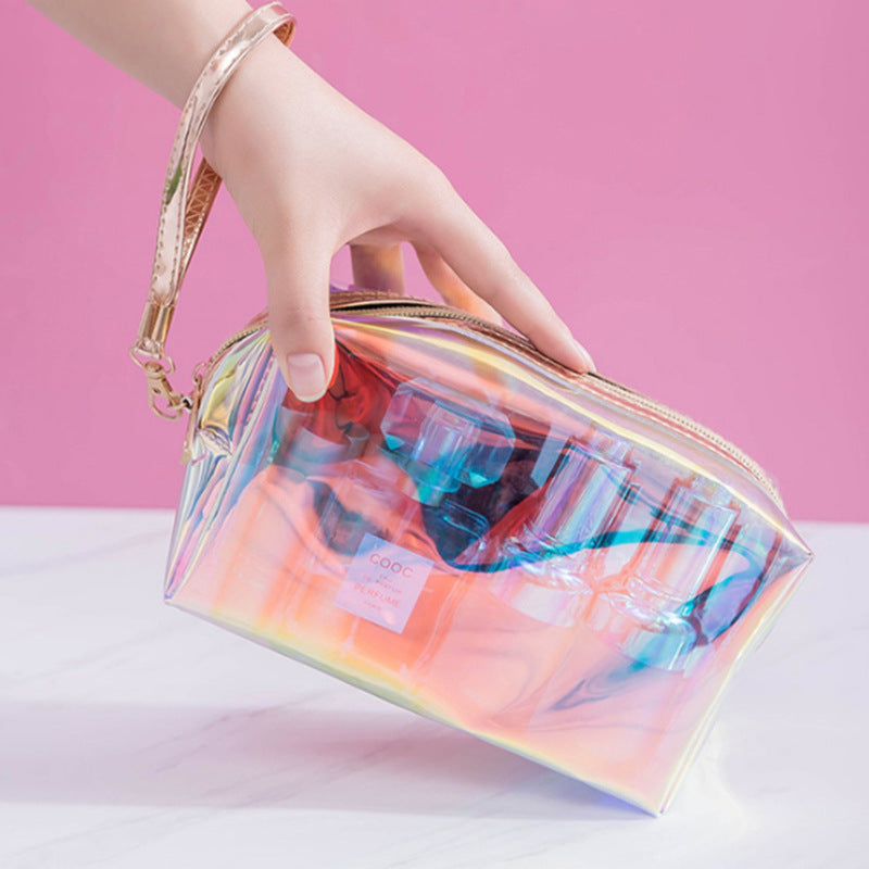 Wholesale Laser Colorful Transparent Makeup Storage Bag
