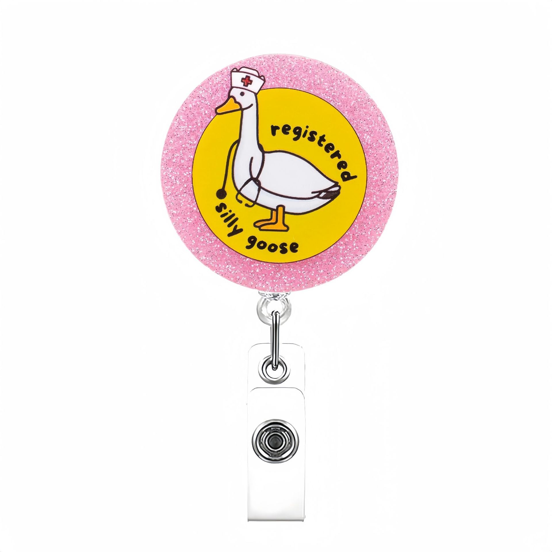 Wholesale Acrylic Fun Glitter Retractable Badge Keychain