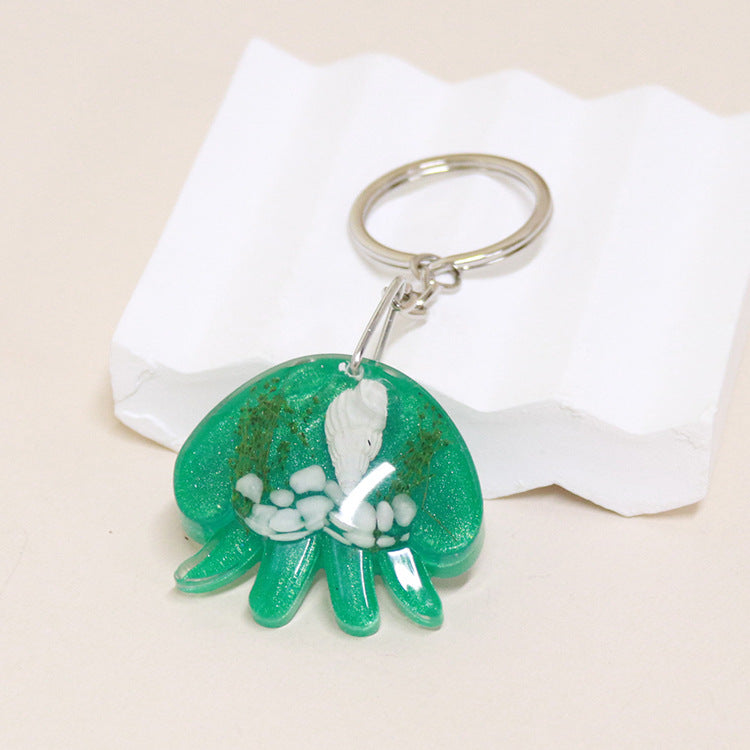Wholesale 6pcs Jellyfish Shape Resin Glue Real Starfish Shell Ocean Keychain