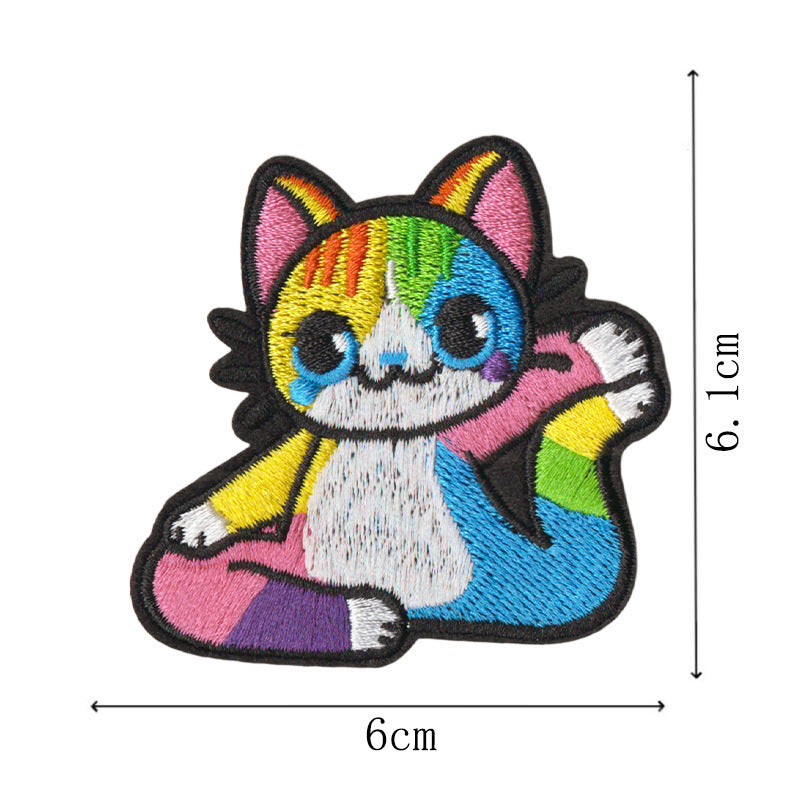 Wholesale Cute Cartoon Cat Embroidery Patches Iron On DIY Sewing Set Of 9 For Clothing Trendy Craft
