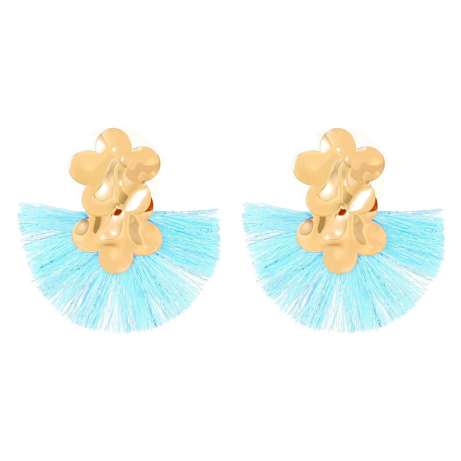 Wholesale Scalloped Tassel Vintage Alloy Flower Exaggerated Earrings