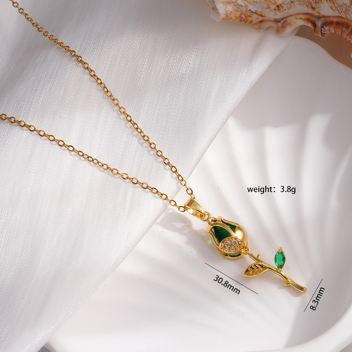 Wholesale Gold-plated copper cat's eye tulip necklace