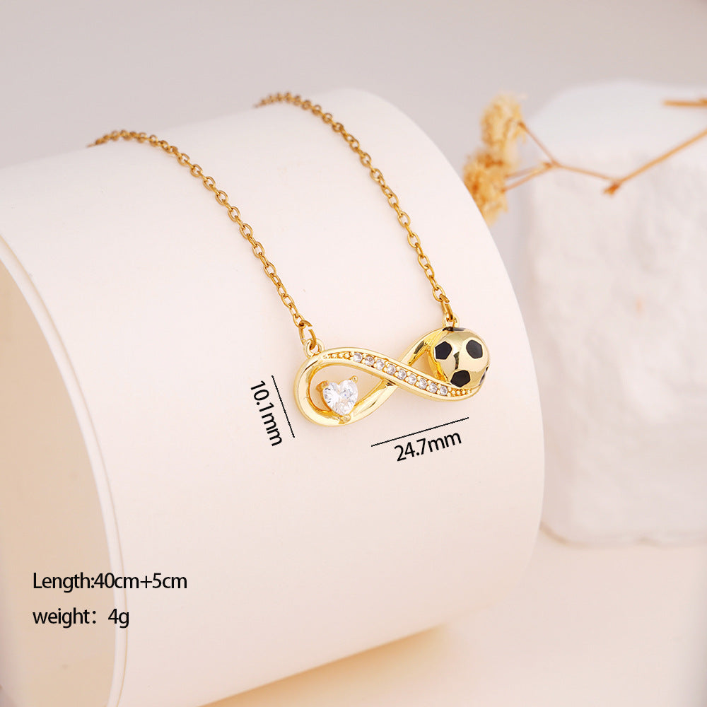 Wholesale Football Necklace Light Luxury Clavicle Chain with Heart