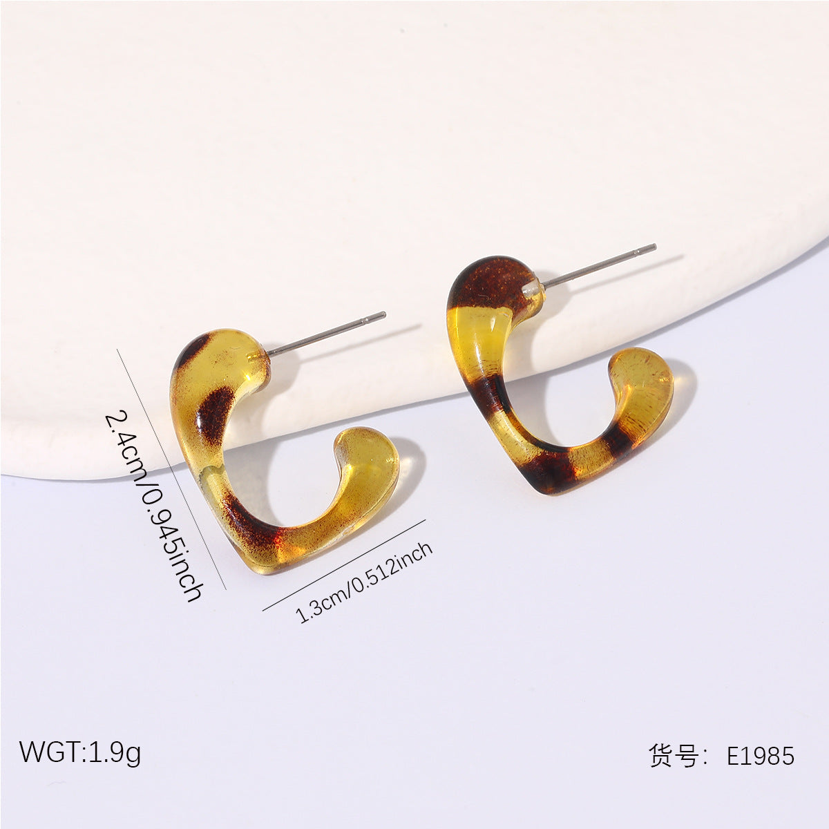 Wholesale Amber-colored stainless steel stud earrings