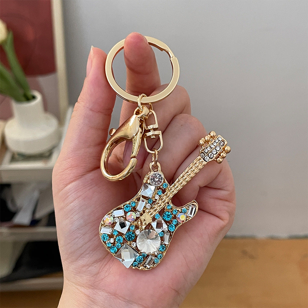Wholesale diamond-encrusted guitar keychain