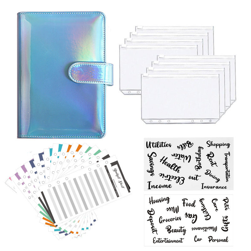 Wholesale Macaron A6 PU Leather Loose Leaf Accounting Laser Notebook