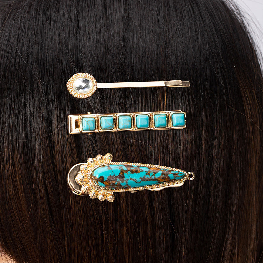 Wholesale Green Turquoise Retro Straight Hair Clip