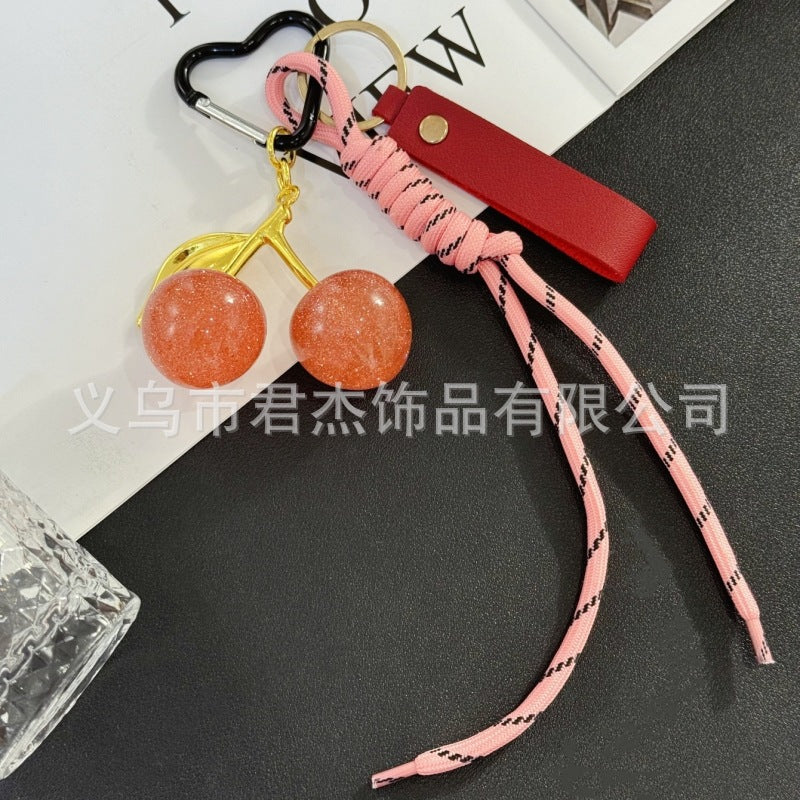Wholesale Cherry Fashion Exquisite Crystal Resin Cherry Car Keychains
