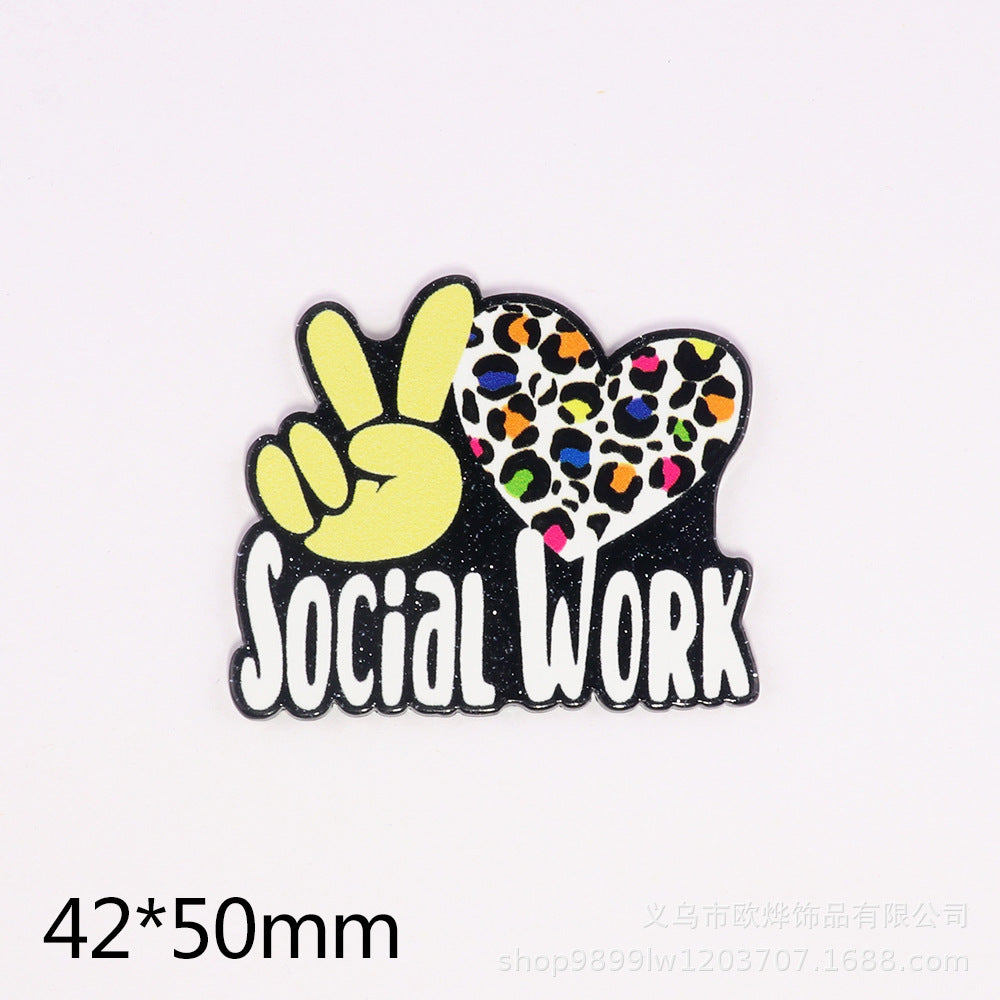 Wholesale   10pcs  New loose powder cross-border cartoon letter drink love bag j05ewelry acrylic pin DIY patch accessories