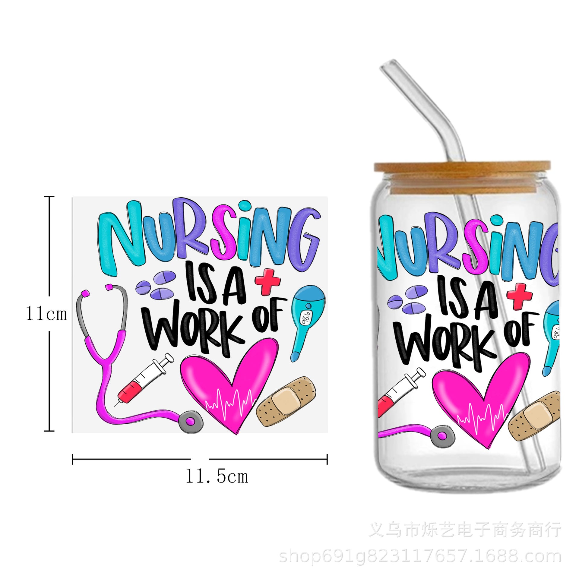 Wholesale Medical Nurse Doctor Health Series UV DTF Transfer Crystal Label Cup Sticker