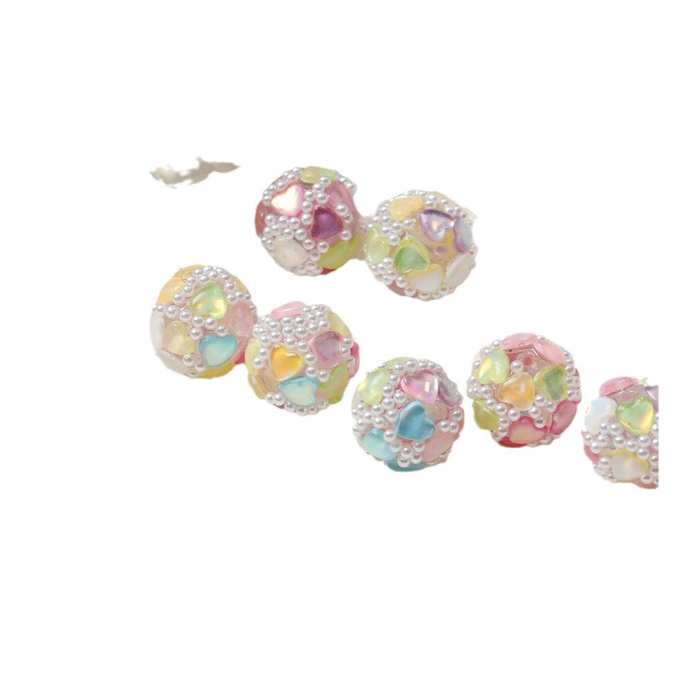 Wholesale Acrylic color high-grade heavy industry diamond love pearl beads diy handmade beaded pen necklace accessories