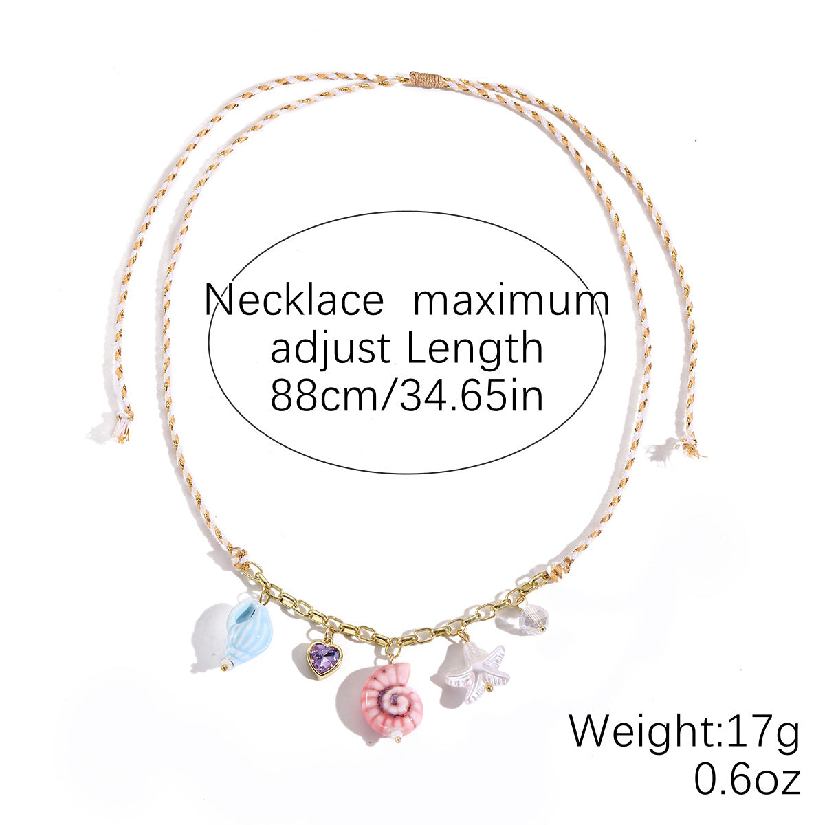 Wholesale Braided Color Rope Necklace Shell Fish Pendant Summer Bohemian Necklace