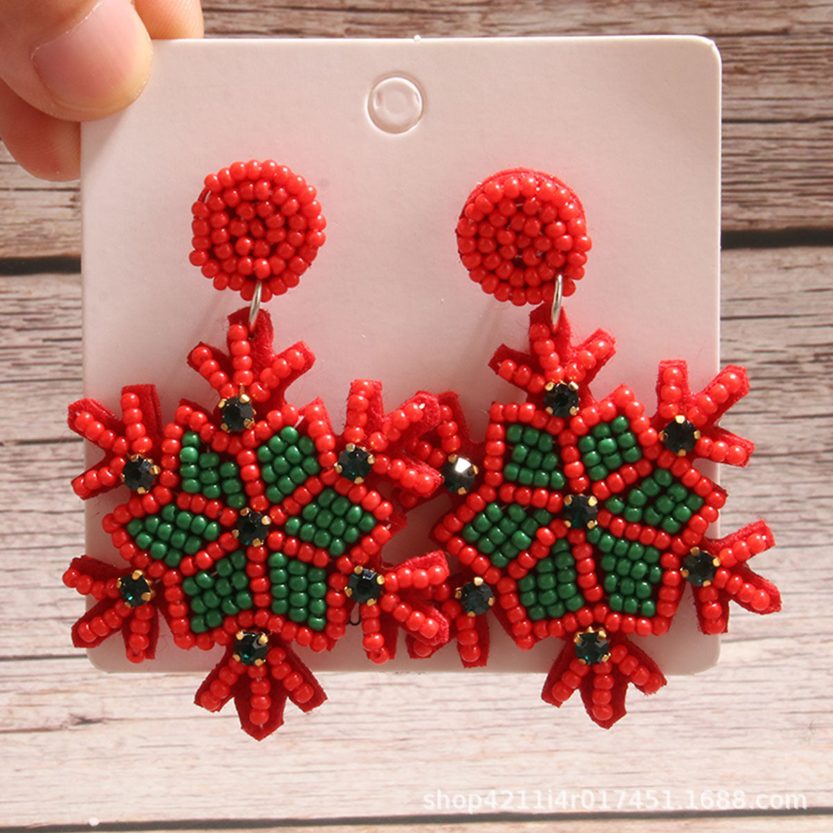 Wholesale Christmas Tree Style Rice Bead Earrings