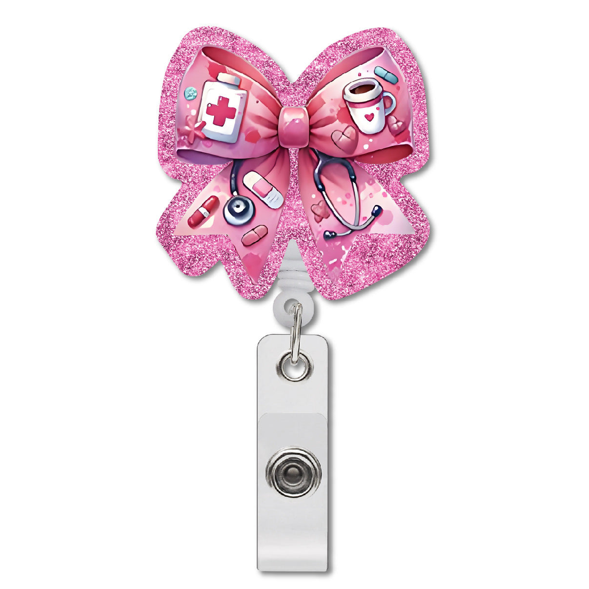 Wholesale Pink medical bow acrylic retractable pull buckle