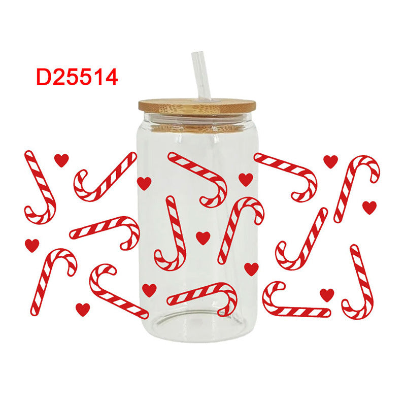 Wholesale Cartoon Christmas Little Snowman Antler 16oz Cup UV DTF Wraps