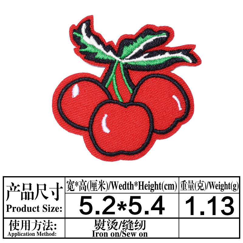 Wholesale Embroidered Fruit Patches 9 Styles Strawberry Cherry Cloth Applique For Clothing Bags Hats DIY Fashion Accessory