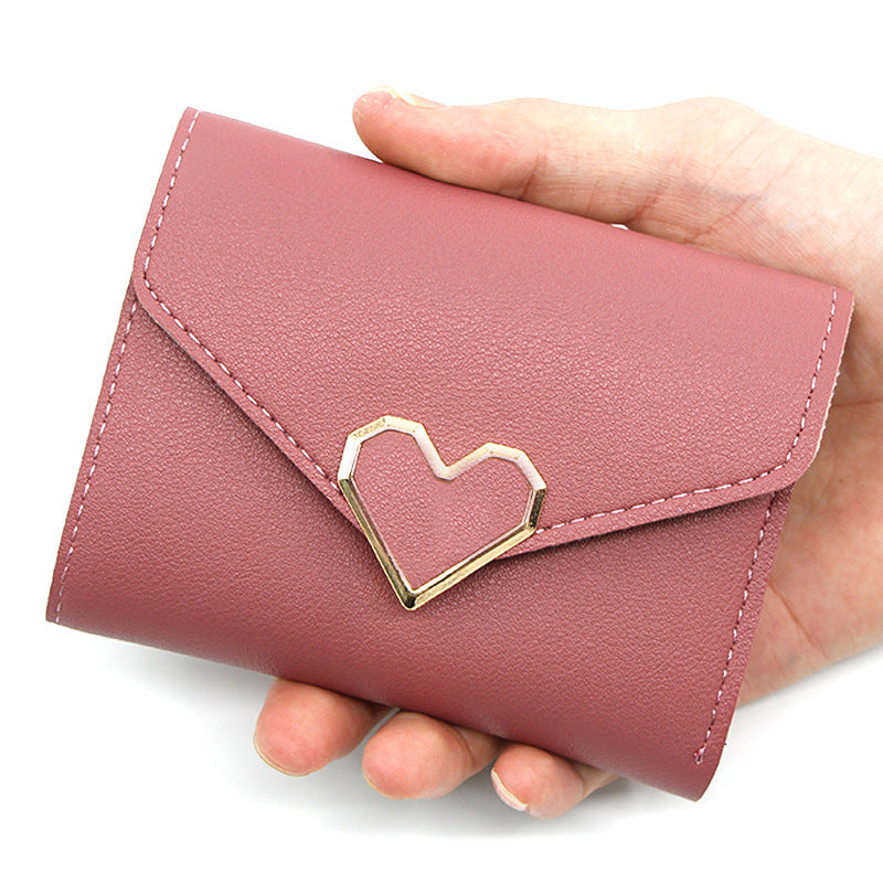 Wholesale Leather Women's Short Heart-shaped Wallet