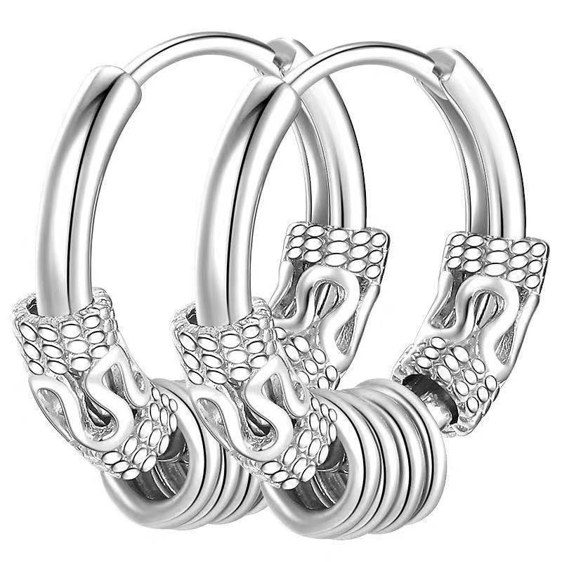 Wholesale Conical Stainless Steel Dragon Pattern Totem Titanium Steel Earrings
