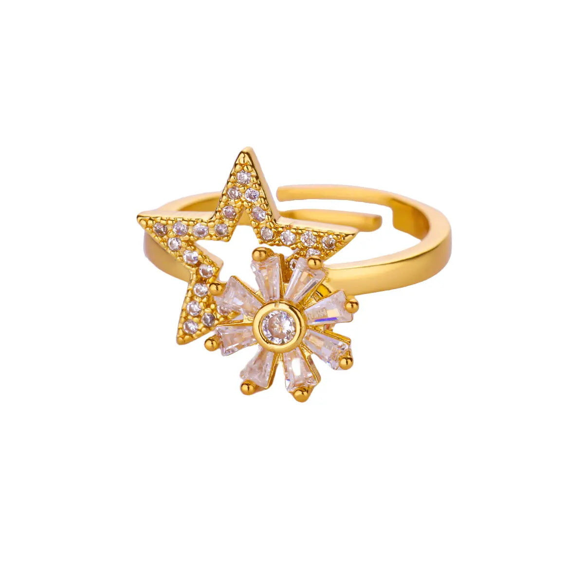 Wholesale simple rotatable sunflower decompression Open Ring