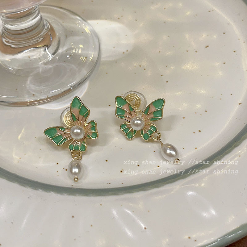 Pendientes de aleación de mariposas de esmalte al por mayor