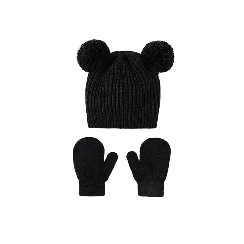 Wholesale Children's Hat Knitted Hat Set Cute Double Ball Wool Polyester Baby Hat 10pcs