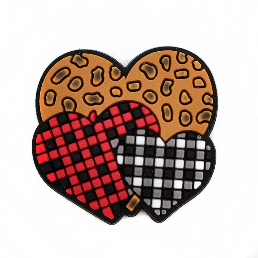 Wholesale Leopard Print Coffee Cup Dog Claw Love PVC Soft Adhesive Hole Shoes Buckles