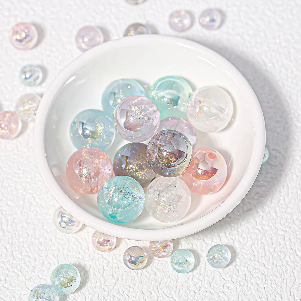 Wholesale 50pcs/1pack Gilded Years Gradient Color Through Hole Straight Hole Round Beads DIY Handmade Beads