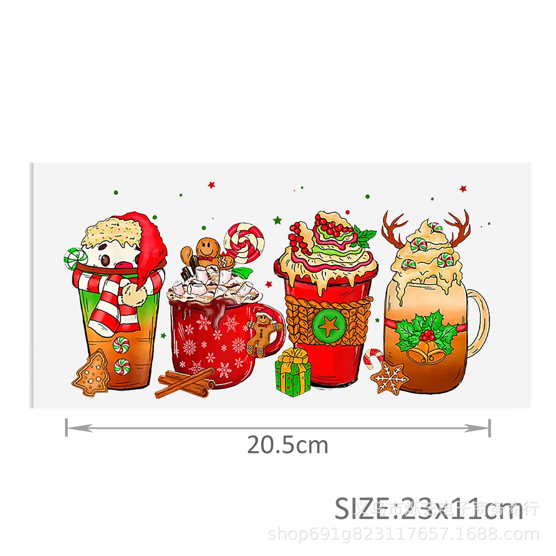 Wholesale Christmas series of ice cream cartoons   16oz Cup UV DTF Wraps