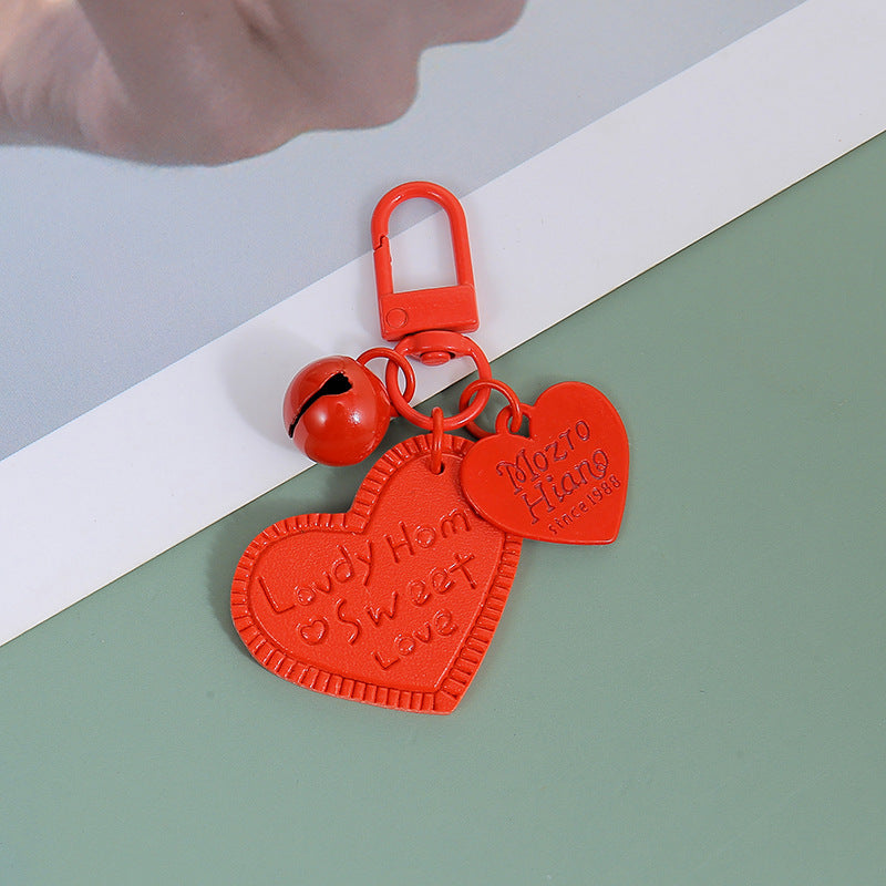 Wholesale Heart-shaped PU leather engraved love leather keychain