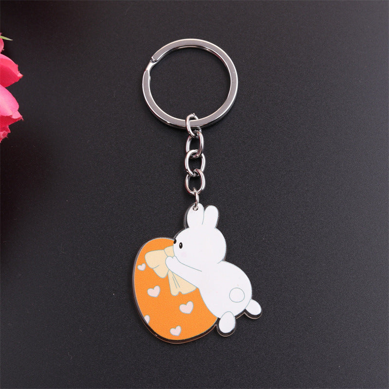 Wholesale Easter Rabbit Ear Easter Egg Metal Keychain