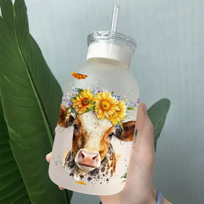 Wholesale Colorful Flower Cow   16oz Cup UV DTF Wraps