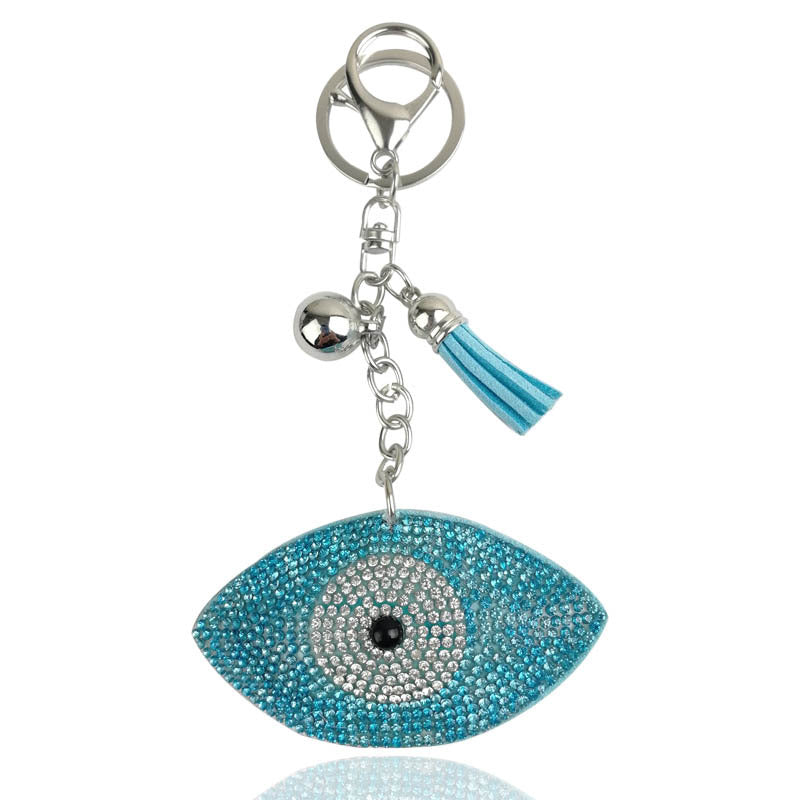 Wholesale Hot Diamond Eye Tassel Inlaid Diamond Zinc Alloy Keychain