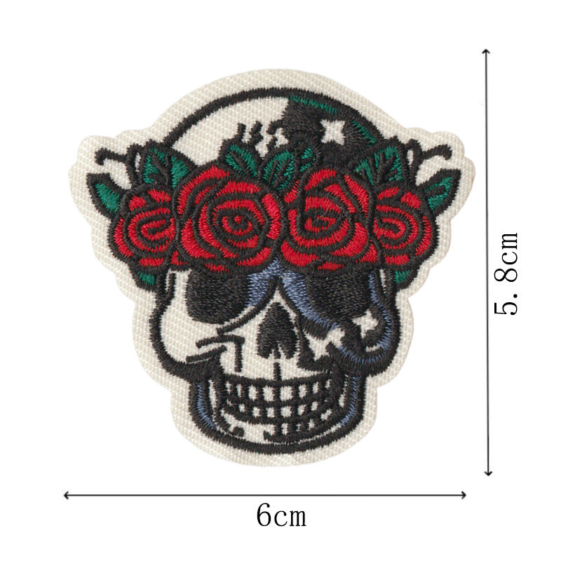 Wholesale Stylish Cartoon Skull Embroidered Iron On Patches 9 Piece Set For Towels Clothing DIY Accessories
