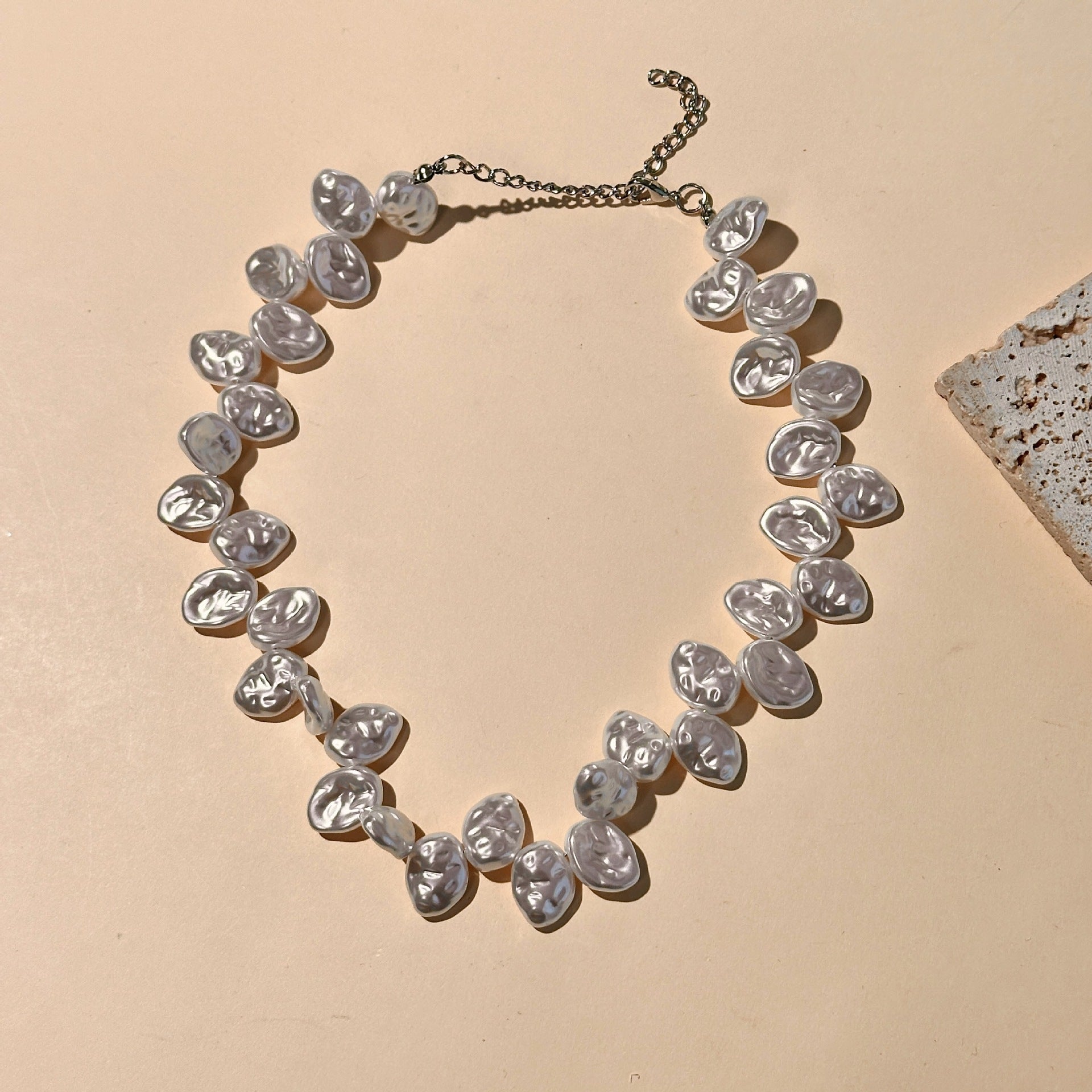 Wholesale White freshwater Baroque petal pearl necklace