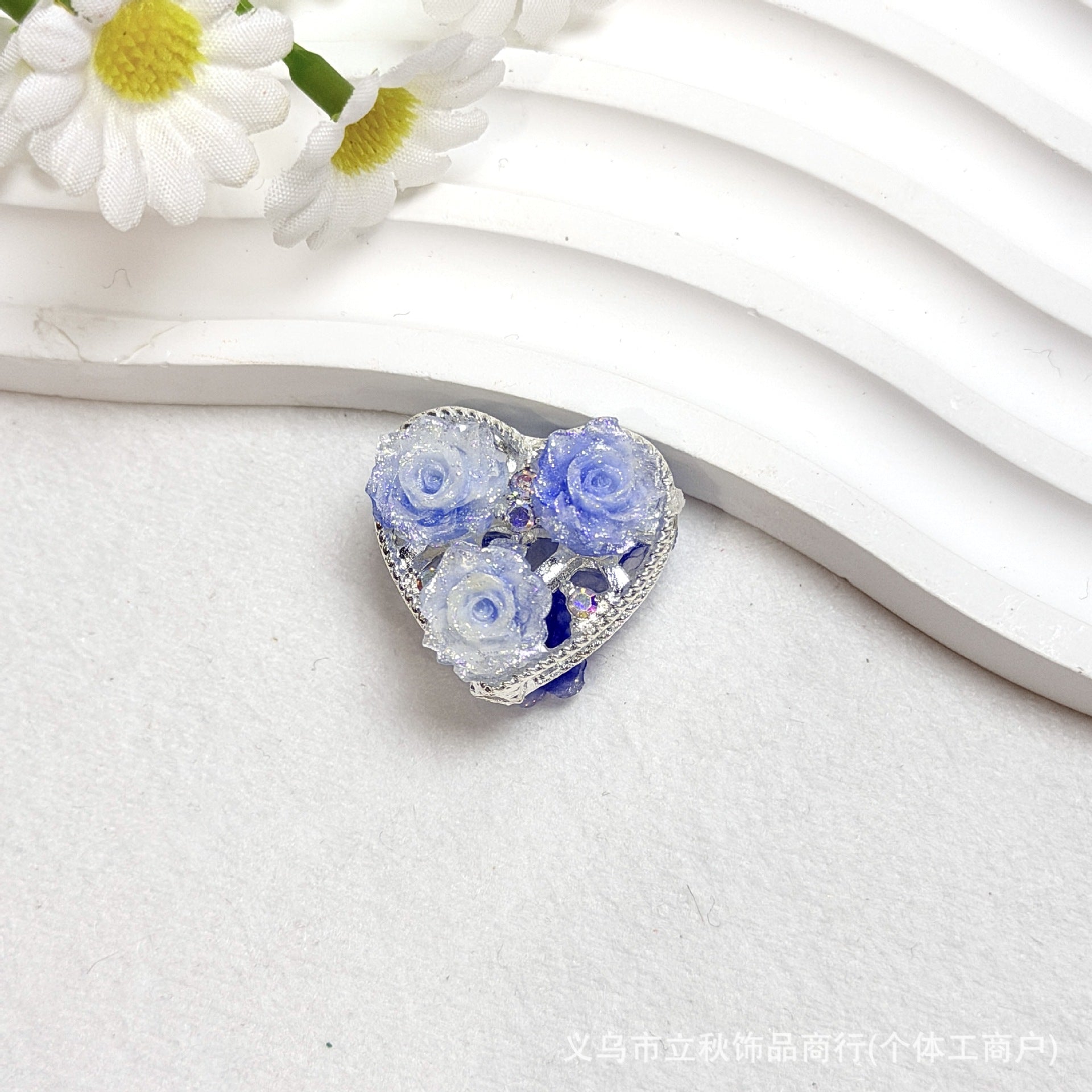 Wholesale  10pcs Water Diamond Colored Rose Pearl Love Bead