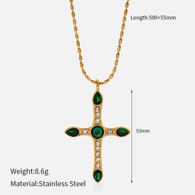 Wholesale Titanium Steel Cool Style Versatile Cross Necklace