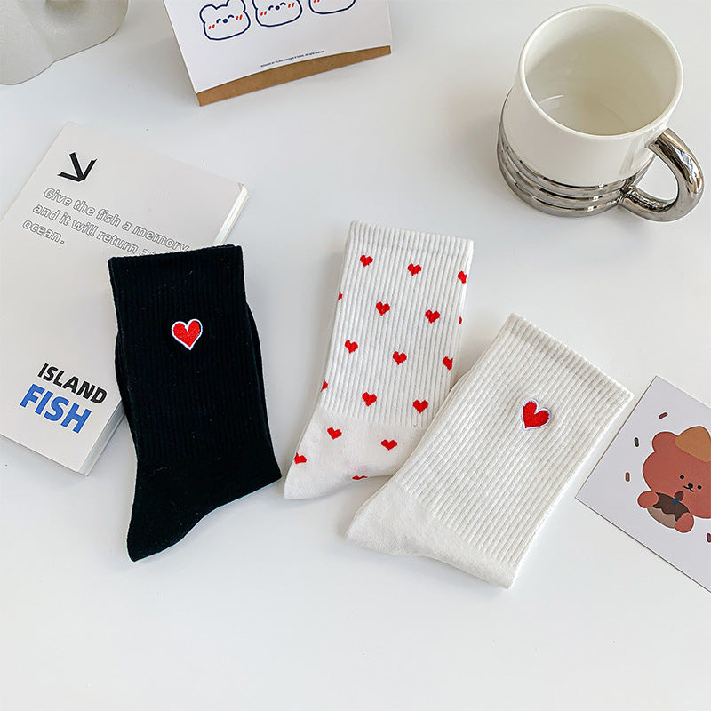 Wholesale Valentine's Day Embroidered Love Pure Cotton Casual Socks