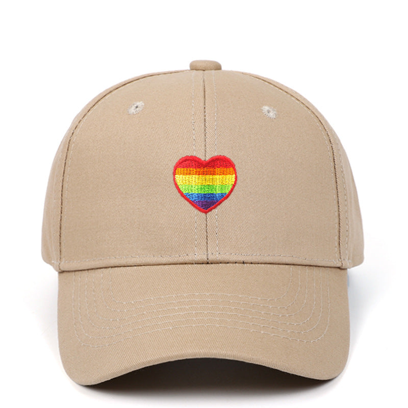 Wholesale Cotton LGBT Rainbow Heart Embroidery Baseball Cap