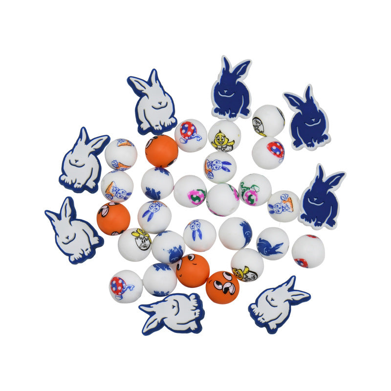 Cuentas de silicona de conejito de pascua de 50 piezas al por mayor