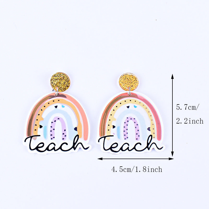 Wholesale Teacher's Day Return Season Rainbow Pencil Acrylic Earrings