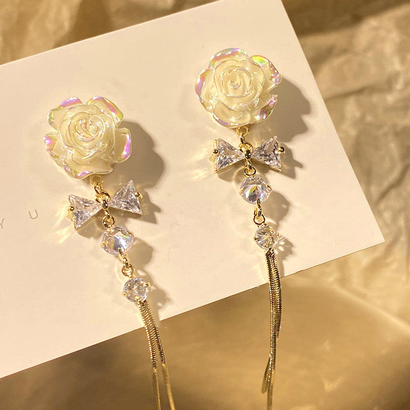 Wholesale Needle Elegant Love Heart Full Drill Crystal Earrings Fashionable High-end Feel Jewelry Accessories