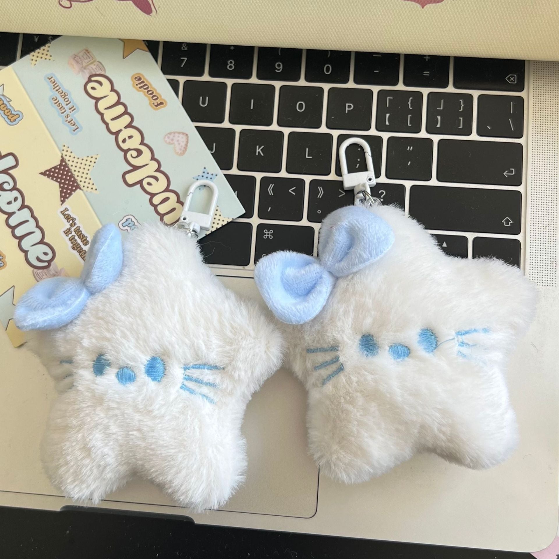 Wholesale Cute Large Plush Cat Five-pointed Star Keychain Milk Hoo All-match Schoolbag Pendant