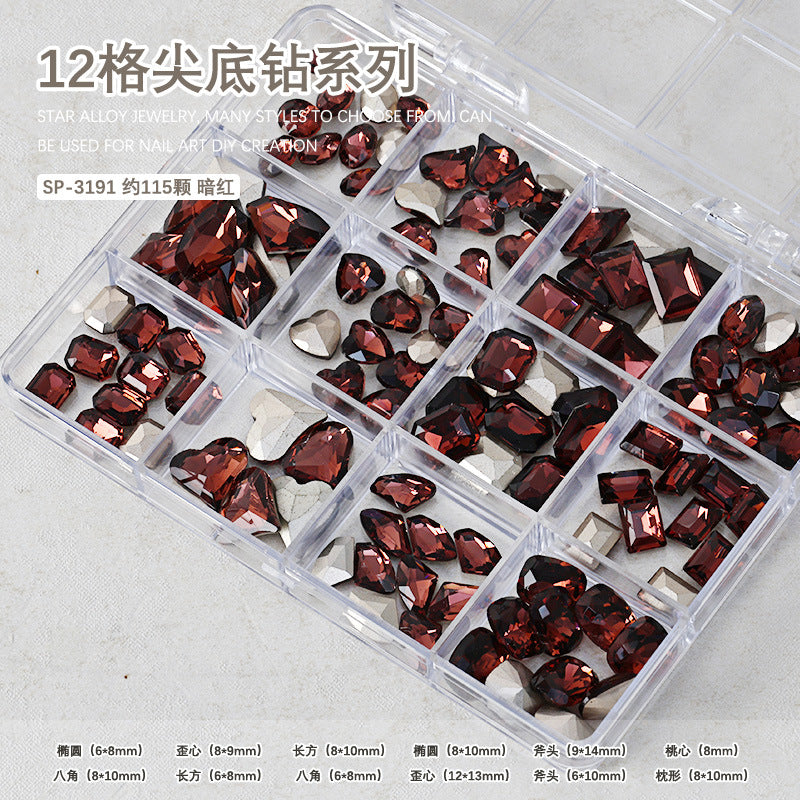 Wholesale Twelve-grid box nail art diamond decoration