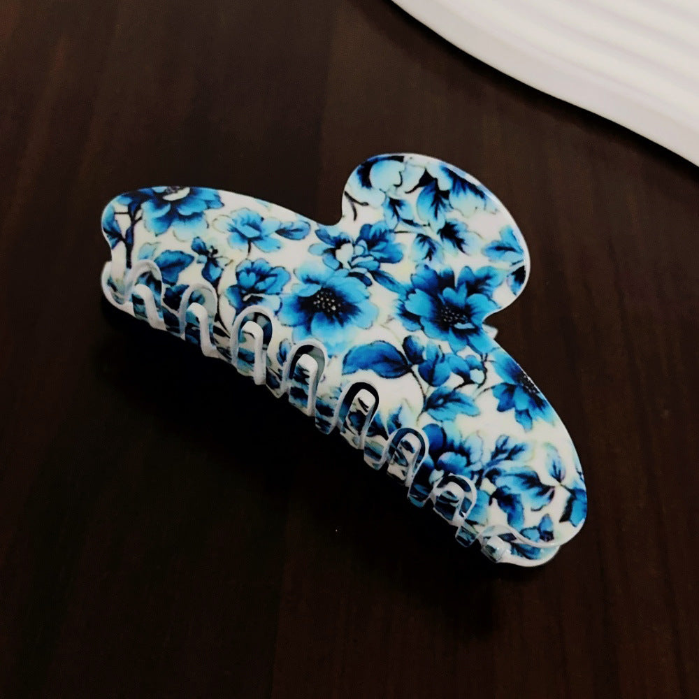 Wholesale Blue and white porcelain pattern hairpin shark clip headdress