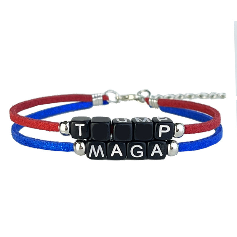 Wholesale USA Patriotic Bracelet 2024 Supporter Blue Red Bracelet