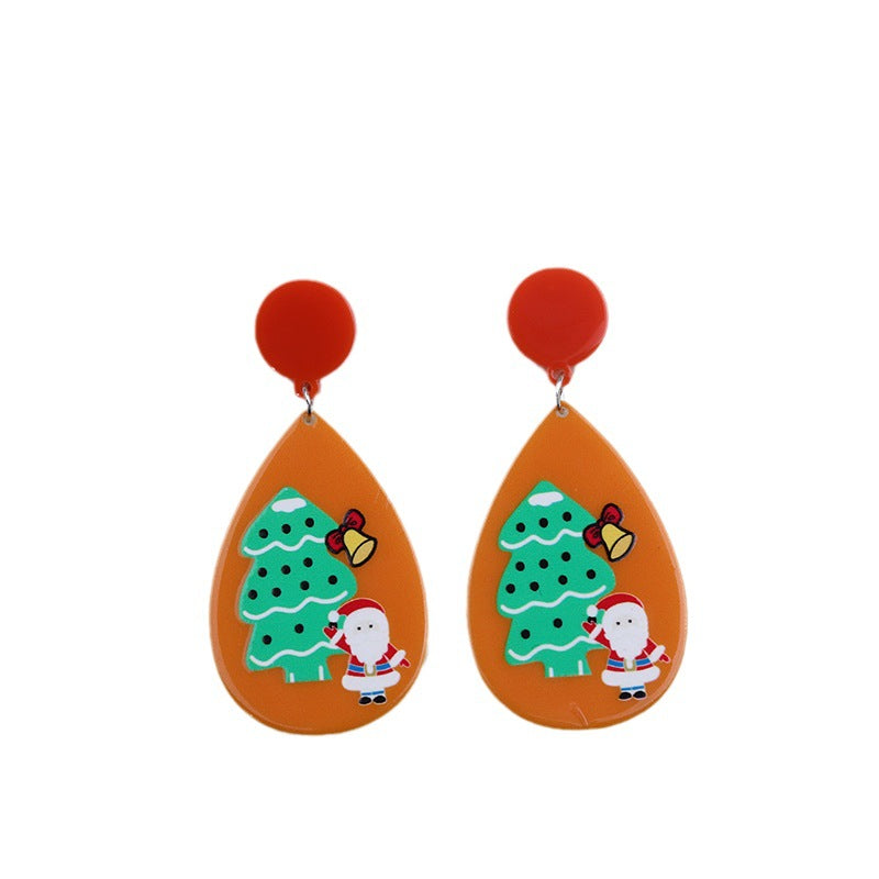 Wholesale Christmas Tree Santa Claus Tear Drop Shape Acrylic Earrings